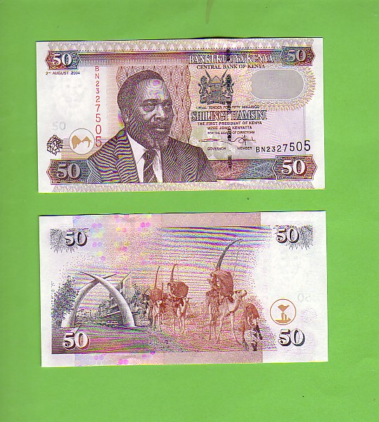 KENYA - 2nd August 2004/50 Shillings/Camels and Elephant Tusk Monument