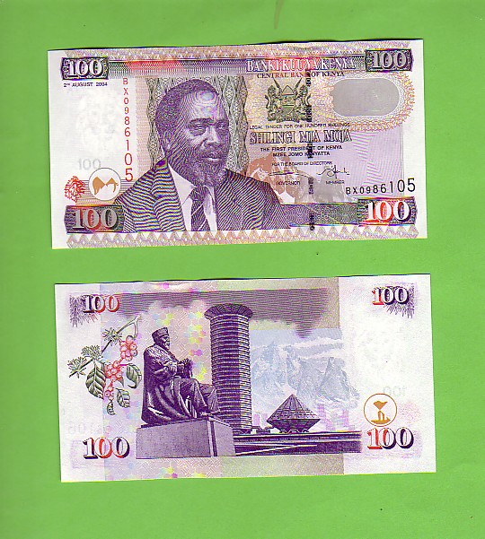 KENYA - 2nd August 2004/100 Shillings/Coffee and Statue