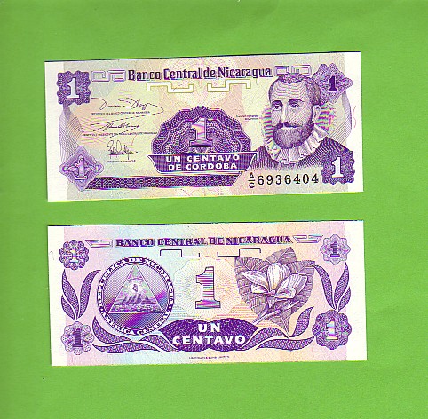 NICARAGUA - 1 Centavo/Cordoba/Orchid