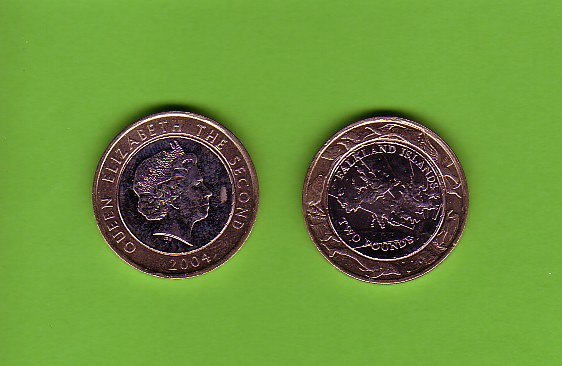 FALKLAND ISLANDS - 2004 £2 Bimetal UNC/Islands Map